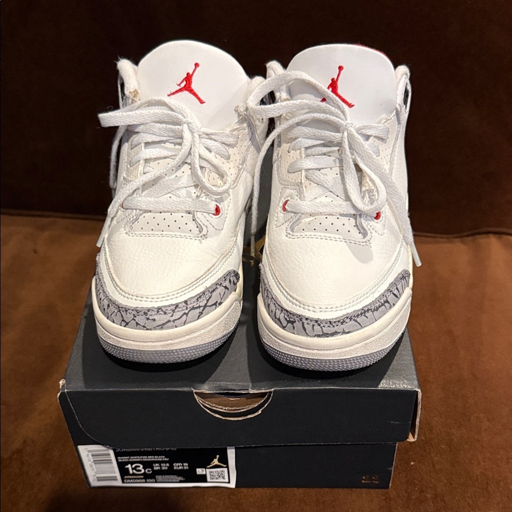 Kids' White and Gray Sneakers with Red Details